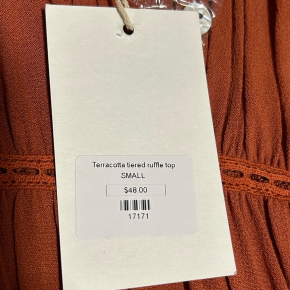 Before You | NWT Terracotta tiered ruffle top small - Picture 3 of 5
